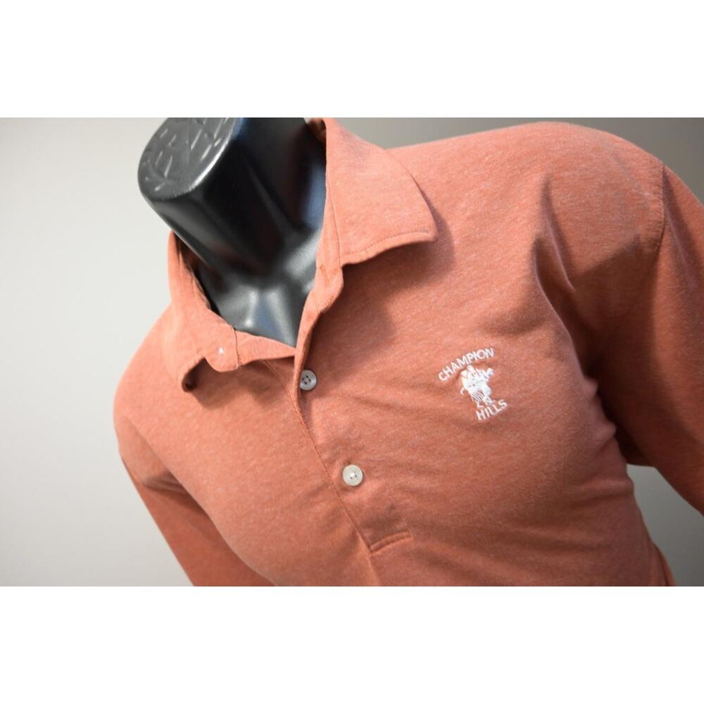 Dunning Golf Polo Orange Champions Hill Dry Fitting Stretch Mens Size Large